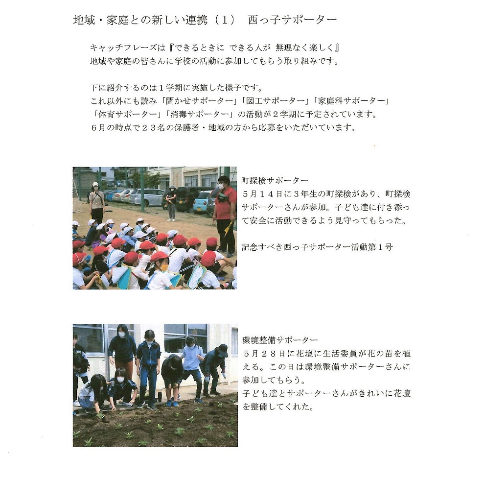 吉田西小学校 西っこサポーターの紹介の画像1