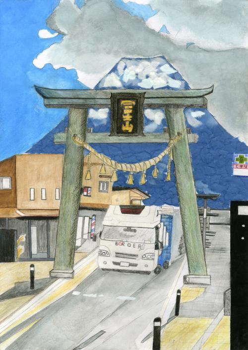 富士山が一望する金鳥居の町