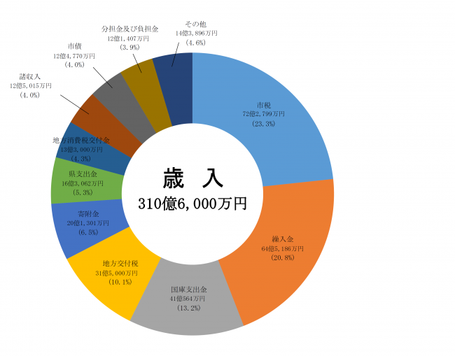 歳入予算のグラフ